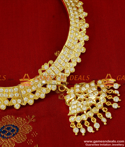 NCKN202 Grand Traditional Aiympon Full White Stone Imitation Necklace Design